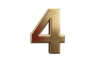 Gold Number 4 With Red Gradient