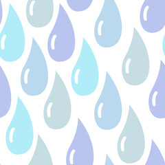 Vector seamless pattern with multicolored raindrops on a white background