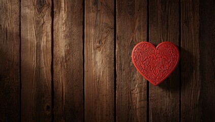 Fototapeta premium Heart shape on wooden surface, suitable for wedding or affection-related layouts
