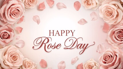 Happy Rose Day Greeting Card with Pink and White Roses