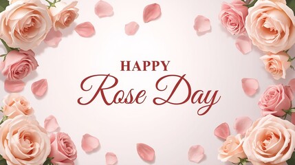 Happy Rose Day Greeting Card with Pink and White Roses
