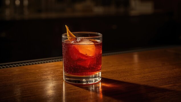 Negroni featuring gin, campari, red vermouth and soda water, highlighting mixing technique and ingredient harmony, World Cocktail Day