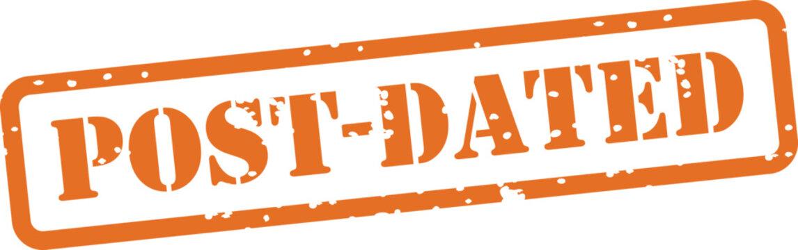 Orange post dated stamp with white background