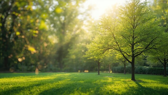 Lush trees in a garden setting, ideal for landscape or nature-themed backgrounds