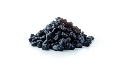 Black coal mound with layered surface, suitable for industrial process background