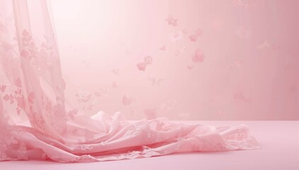 Naklejka premium Pastel-colored soft pink fabric for high-end elegant dresses, fabric craftsmanship and material softness