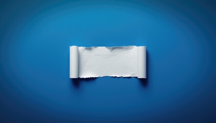 Fragmented white paper against a blue backdrop serving as a background for text or graphic layout