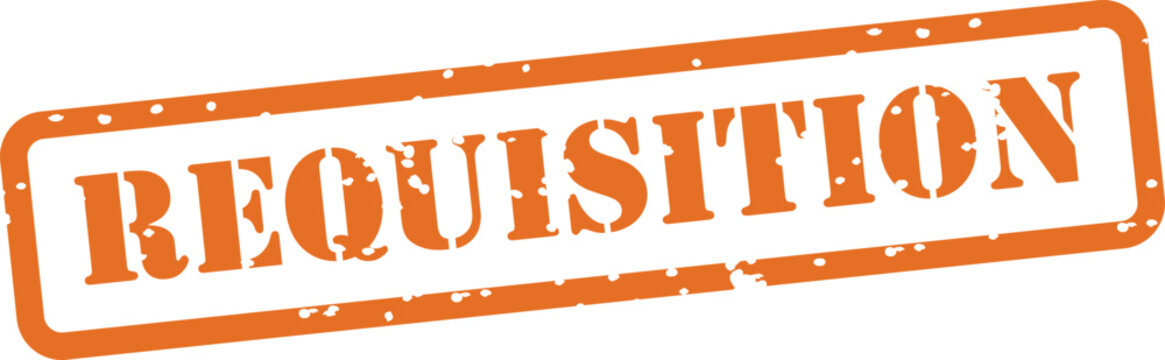 Orange rubber stamp with requisition text