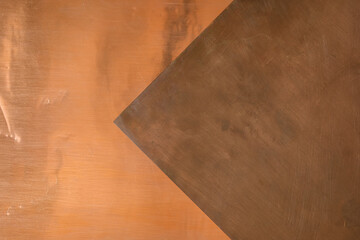 Simple geometric industrial pattern with copper surfaces. Copy space.