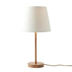Modern Minimalist Table Lamp with White Shade and Wooden Base for Home Decor on transparent background