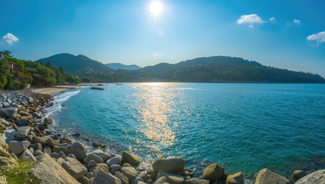 View of Zonguldak's shoreline bordered by forest, highlighting seasonal change and ecological balance