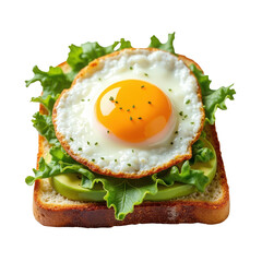Delicious Avocado Toast with Fried Egg and Fresh Greens for a Healthy Breakfast on transparent background