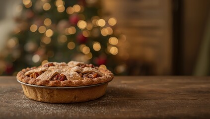 Classic British Christmas mince pie, festive dessert featuring sweet fruit and spice