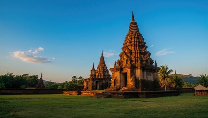 Historical Buddhist structure with age-worn stonework at a village site, tourism, heritage preservation, cultural landmark