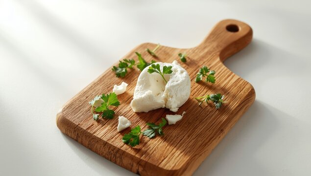Greek and Turkish feta cheese arranged on a chopping board, highlighting cheese preparation