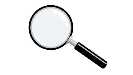 Magnifying glass icon with reflective details on white background
