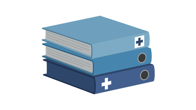 Three blue binders with medical cross symbols on white background