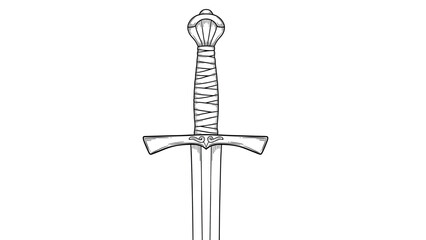 Fototapeta premium Detailed drawing of a medieval sword with ornate handle
