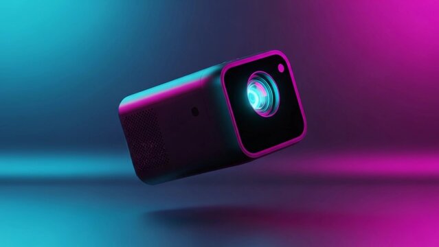 Compact Smart Device with Neon Gradient Lighting