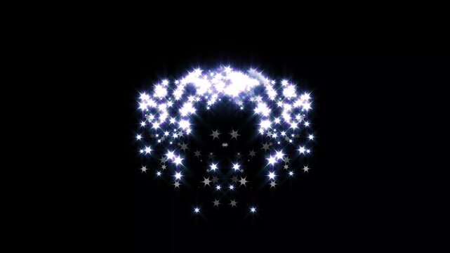 Glitter star magic dust trail, glowing doodle stars, white twinkling particles, starlight dust line, Magic sparkles glitter line stars, shimmer effect overlay on black screen background. 4k