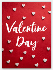 Valentine's Day Hearts: A vibrant image showcases a Valentine's Day greeting card, adorned with scattered heart-shaped elements, symbolizing affection and romance against a textured backdrop.