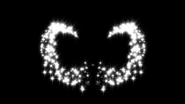 Glowing glitter burst sparkle effect overlay, glowing doodle stars, star line path, fairy sparkle burst, starlight dust line, white twinkling particles, glitter confetti trail on black screen. 4k
