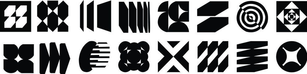 Postmodern abstract geometric graphic element, Refraction and distortion glass effect various form, Brutalist vector shapes, trendy retro design symbols in y2K aesthetics, vintage stickers, set vector