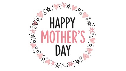 Happy mother's day greeting card with floral wreath design