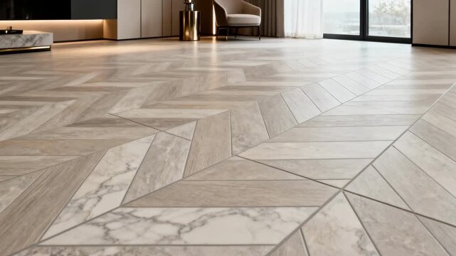 Medium shot of premium stonelook luxury vinyl tile showcasing elegant textures and sleek design in a modern interior setting