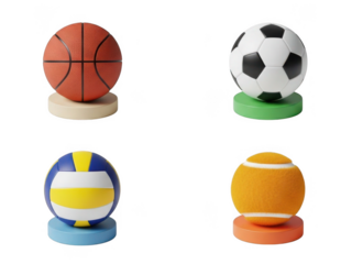Set of sport balls isolated on transparent background