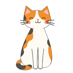 Smiling calico cat, vector illustration isolated on white