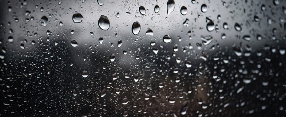 The Raindrops on a Windowpane Framing Blurred City Lights and Moody Evening Atmosphere