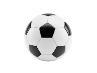 Classic black and white soccer ball isolated on transparent background