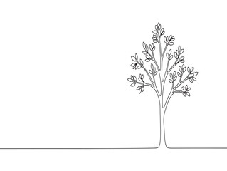 A minimalist line drawing of a tree with sparse foliage on a plain background
