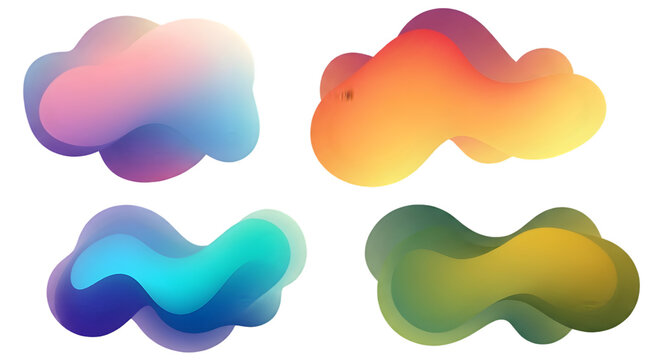 Abstract fluid shapes with smooth colorful gradients. Dynamic organic liquid forms for modern digital design, perfect for backgrounds, overlays, and graphic elements