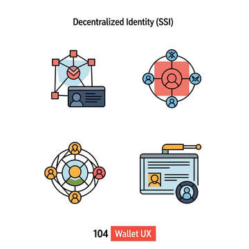 Decentralized Identity SSI Icons Set.
