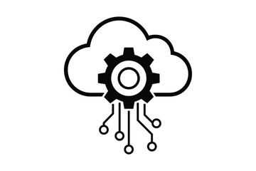 cloud computing gear and circuit technology icon vector
