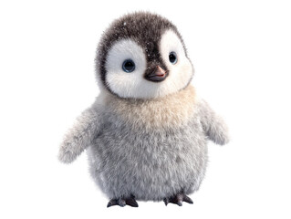 Fototapeta premium Cute penguin standing in a soft 3D character style isolated on transparent background. 