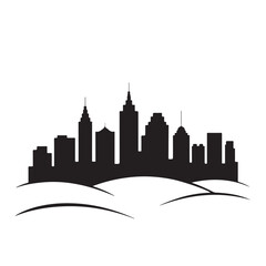 Fototapeta premium Modern city skyline silhouette with sleek skyscrapers and urban landscape