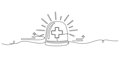 Obraz premium Minimalist first aid kit illustration with cross and light rays, no editable stroke
