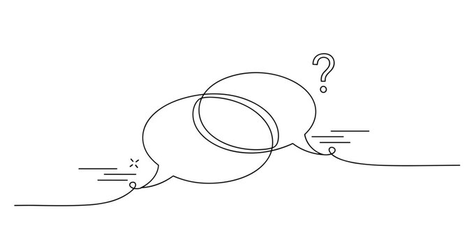 Abstract line art of intersecting dialogue bubbles with question mark, no editable stroke