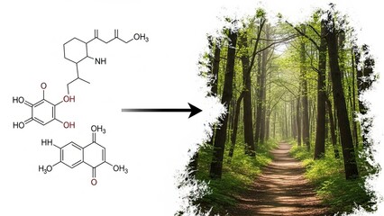 Molecular Structure Transforming into Forest Pathway.