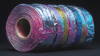 Rolls of reflective holographic tape in various iridescent colors