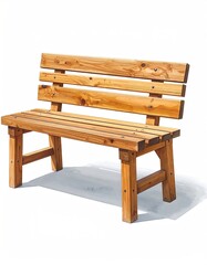 and keyword list based on the image

 Wooden bench sits outdoors with view, warm tones and shadow isolated on white backdrop