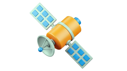 3D Cartoon Satellite with Solar Panels
