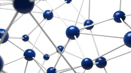 Abstract Network of Blue Spheres and White Lines