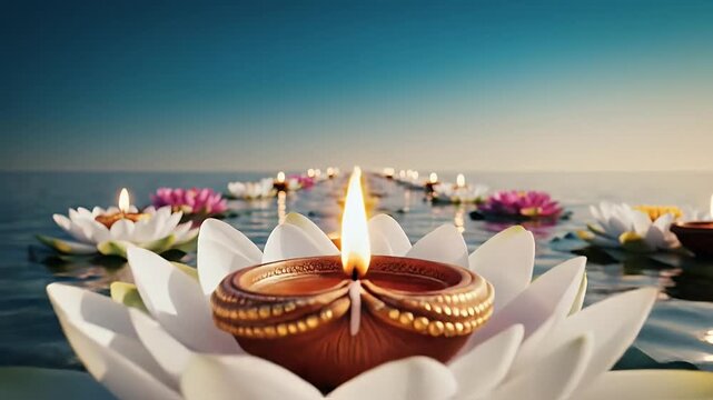 Ganga Saptami flowing sacred river background with aqua blue to ivory gradient tones