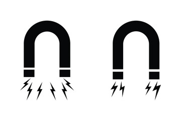 magnet attraction icon with electric sparks vector illustration