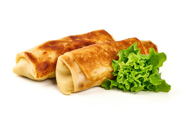 Savory Crepes with Lettuce, isolated on white background