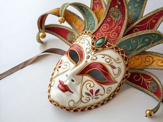Beautiful carnival mask on white background 